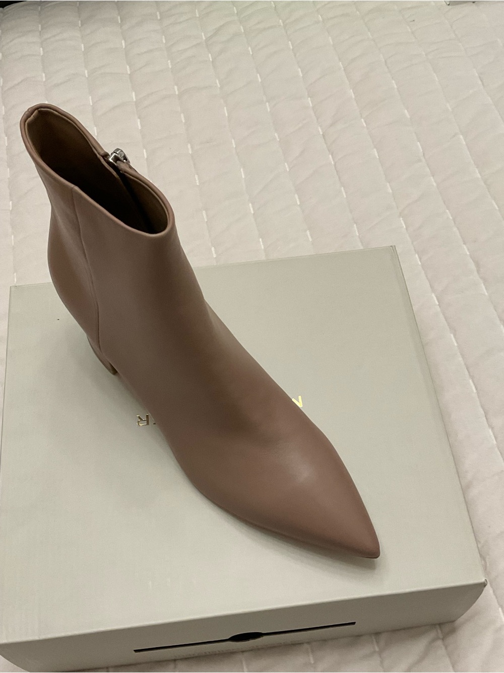 Marc Fisher Taupe Pointed Toe Ankle Bootie